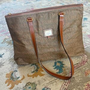 Vintage 🇮🇹 Flavi Vismano Italian Tote Signature Logo Shoulder Bag Brown